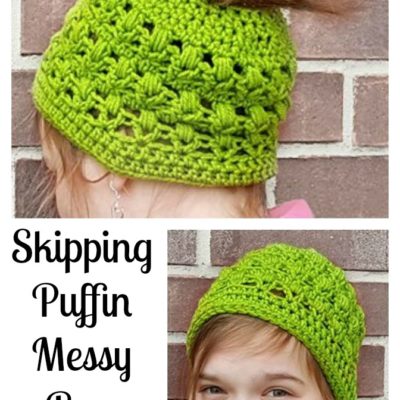 Lacy Textured Messy Bun Hat ~ Free Crochet Pattern