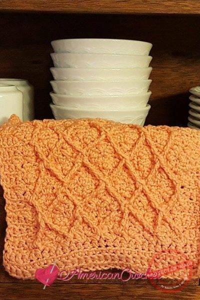 Diamond Seed Stitch Dishcloth free crochet patern