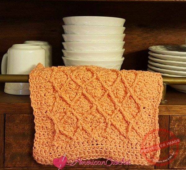 Diamond Seed Stitch Dishcloth free crochet patern