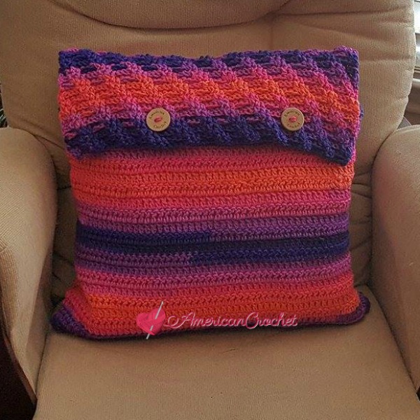 Rainbow Twist Pillow Cover | Crochet Pattern | American Crochet @americancrochet.com