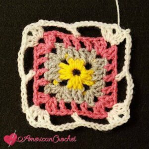 Rhapsody Flower Granny Square | Free Crochet Pattern | American Crochet @americancrochet.com #freecrochetpattern