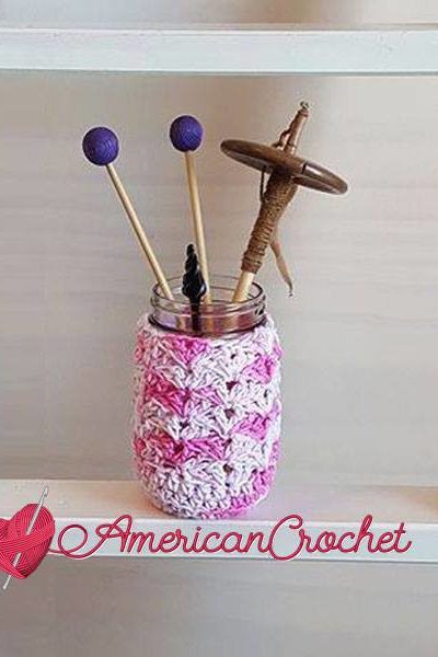 Strawberry Truffle Jar Cozy free crochet pattern