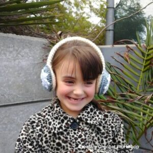Snow Flower Ear Warmers | Free Crochet Pattern | Creative Crochet Workshop @creativecrochetworkshop.com #SnowFlowerEarWarmers