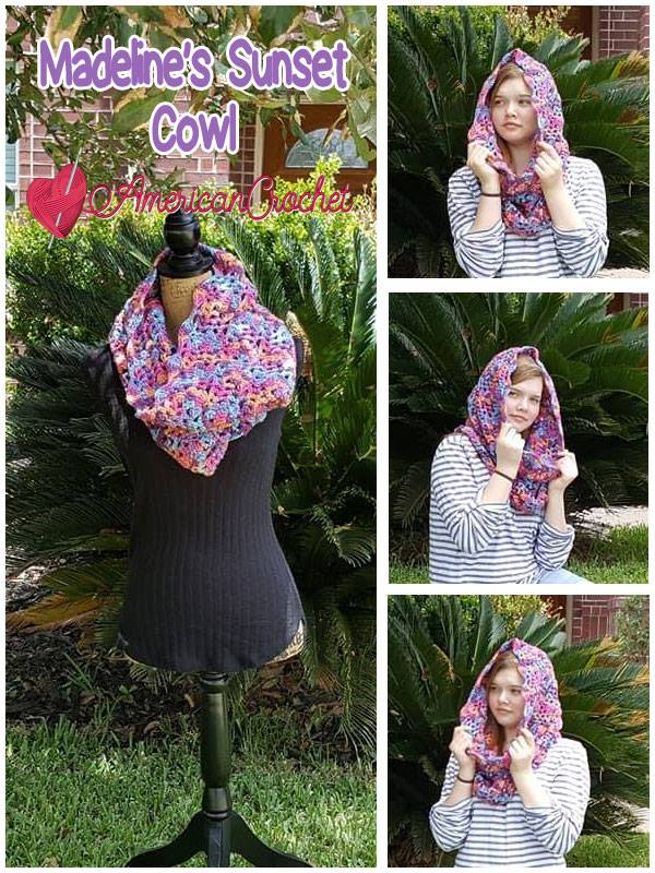 Madeline's Sunset Cowl | Free Crochet Pattern | American Crochet @americancrochet.com #freecrochetpattern