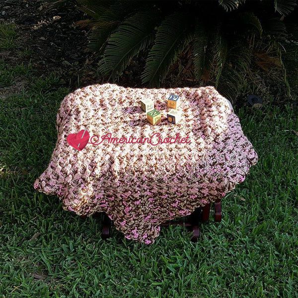 Soft Cherry Steps Baby Blanket | Crochet Pattern | American Crochet @americancrochet.com #crochetpatterns