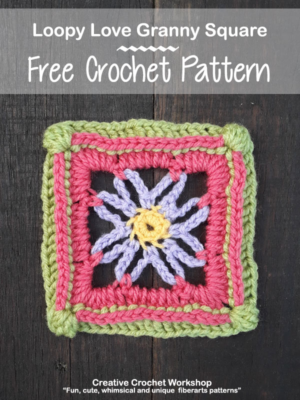 Loopy Love Granny Square - Free Crochet Pattern | Creative Crochet Workshop @creativecrochetworkshop | American Crochet @americancrochet #grannysquare #freecrochetpattern #groovygrannysquarecal