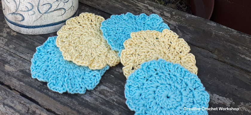 Aqua & Lemon Spa Scrubbies - Free Crochet Pattern | American Crochet @creativecrochetworkshop #crochet #freecrochetpattern #spacrochetgiftalong