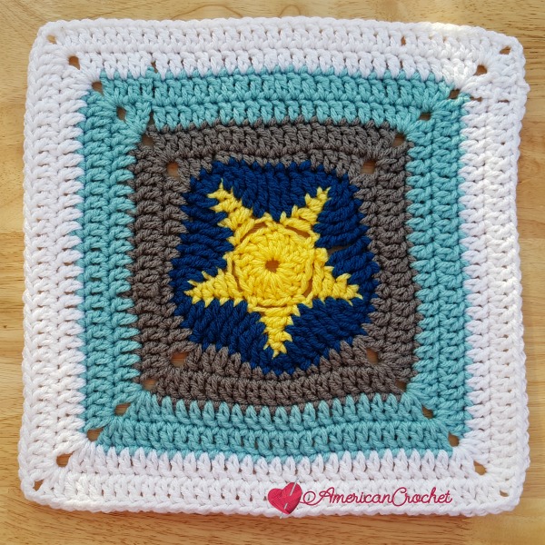 Sea Star Afghan Square | Crochet Pattern | American Crochet @americancrochet.com #crochetalong #crochetpattern