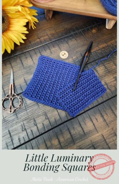Little Luminary Bonding Square – free crochet pattern for preemies and NICU babies. Soft textured crochet square in neutral yarn, part of the 2025 Preemie Crochet Challenge by American Crochet.